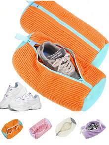 Washing Machine Shoe Bags For All Shoe Types - Yellow With Blue Zipper, Protective Laundry Bags With Rich Fleece Inside, Perfect For Sneakers And Casual Shoes, Laundry Bags, Laundry Bags Holiday Essentials Holiday Travel Travel Essentials Travel Bag Travel Accessories Graduation The Perfect Gift Travel Organizer Drawstring Shoes Pouch Shoes Cover Portable Dust-Proof For Men For Women Packing Cubes Vacation Essentials