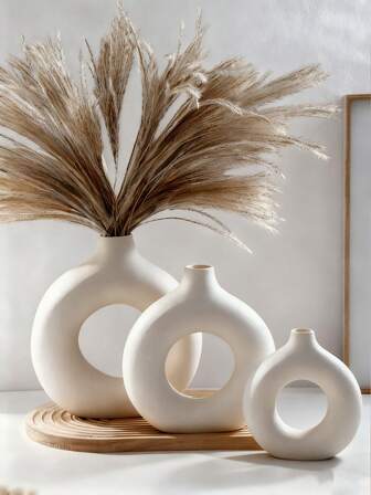 1pc White Plastic Vase, Ceramic-Like Design, Desktop Decor Vase, Balcony Ornament, Dry & Fresh Flower Container, Made Of PP Material, Reusable, Easy To Clean, Sturdy, Shockproof, Deformation Resistant, Suitable For Bedroom, Balcony, Living Room, Bedside Table, Dining Table, TV Stand, Bathroom, Christmas Decoration, Christmas Gift