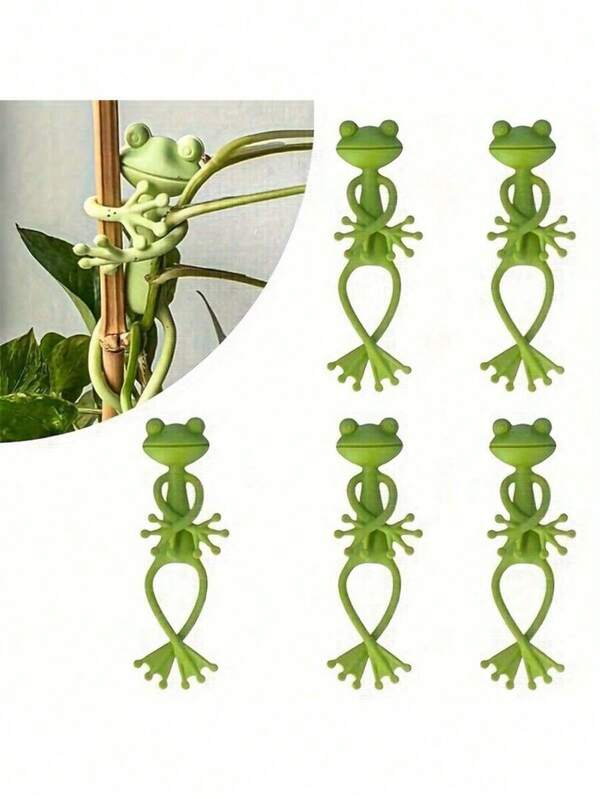 3 Stücke kreative Frosch Pflanzenhalter, interessante grüne Frosch Pflanzenhalter, Frosch Clip Halter für Ranken & Kletterpflanzen, geeignet für Gärtnerei/Topfpflanzen/Pflanzendekoration