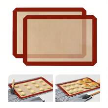 Silicone Baking Mat, 2 Pac 16.5"L X 11.6"W Silicone Cookie Sheets Reusable Baking Mat - Non-Stick Food Dark Gray Oven Baking Sheet For Making Macaroons - Multicolor - View 4