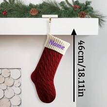 Calcetines de Navidad Personalizados, Calcetines de Navidad Personalizados con Nombre, Calcetines de Navidad Bordados Grandes de 18 Pulgadas, Decoración de Árbol de Navidad para Chimenea - verde oscuro-marfil - Ver 2