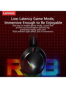 Lenovo EH140 頭戴式無線藍牙耳機 無線藍牙連接 電競級聲音處理 聽聲辨別功能 適配三角洲行動 電腦遊戲專用 - 黑色 - 查看 3