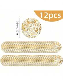 12/50/100pcs Disposable Gold Placemats, 13-Inch Round Metallic Mesh Table Mats, Foil-Pressed Table Coasters, Great For Table Setting, Wedding, Valentine's Day, Birthday Parties And Festival Decorations