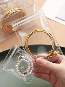 100/50/30/10/5pcs Reusable Pvc Dustproof Jewelry Bags, Gradient Color Sealed Jewelry Bags, Suitable For Jewelry, Earrings, Necklaces, Party Packaging.