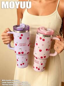 1 cốc có quai dung tích lớn Sweet Cherry 40oz-14oz, cốc cách nhiệt, cốc du lịch, cốc cách nhiệt chân không bằng thép không gỉ, thích hợp cho du lịch, trường học, văn phòng, ngoài trời, phòng tập thể dục, gia đình, quà tặng ngày lễ, quà tặng sinh nhật, quà tặng ngày lễ tình nhân, quà tặng tốt nghiệp (bao gồm ống hút, giữ nóng 6 giờ, giữ lạnh 12 giờ) - Nhiều màu - Xem 12