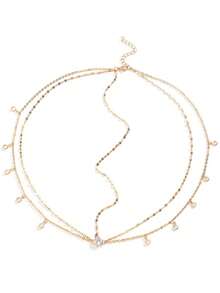 1件奢华新娘多层极简水晶流苏头链，时尚波西米亚风新娘头饰，婚礼 - 金色 - 查看 4