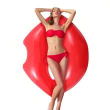 Red Valentine's Day Gift -1 Piece Lip Shaped Inflatable Swimming Ring, Water Backrest Seat, New Year's Pool Party, Suitable For Holiday Gifts, Valentine's Day, New Year's Parties - Multicolor - View 4