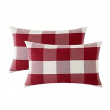 1入組經典格紋亚麻靠枕類套,秋天和冬天客廳沙發墊殼套