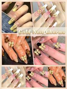 20pcs Gold 3D Bow Metal Nail Decorations, Luxury Shiny Bowknot Nail Jewelry, DIY Craft Nails Nail Supplies - Gold - View 4