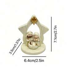 1pc Home & Tabletop Ornament, Nativity Scene Sculpture Decoration For And Easter, Handcrafted Resin Faux Wood Carving Artwork Best Gifts Birthday Home Decor Christmas Decorations Room Decor Christmas - Beige - View 4