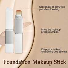 Color Changing Foundation Stick,2-In-1 White Stick Foundation,Dual-Ended Full Coverage Hydrating Concealer Balm With Brush, Moisturizing Makeup Cover Cream Balm For All Skin Types - Natural - Ver 12