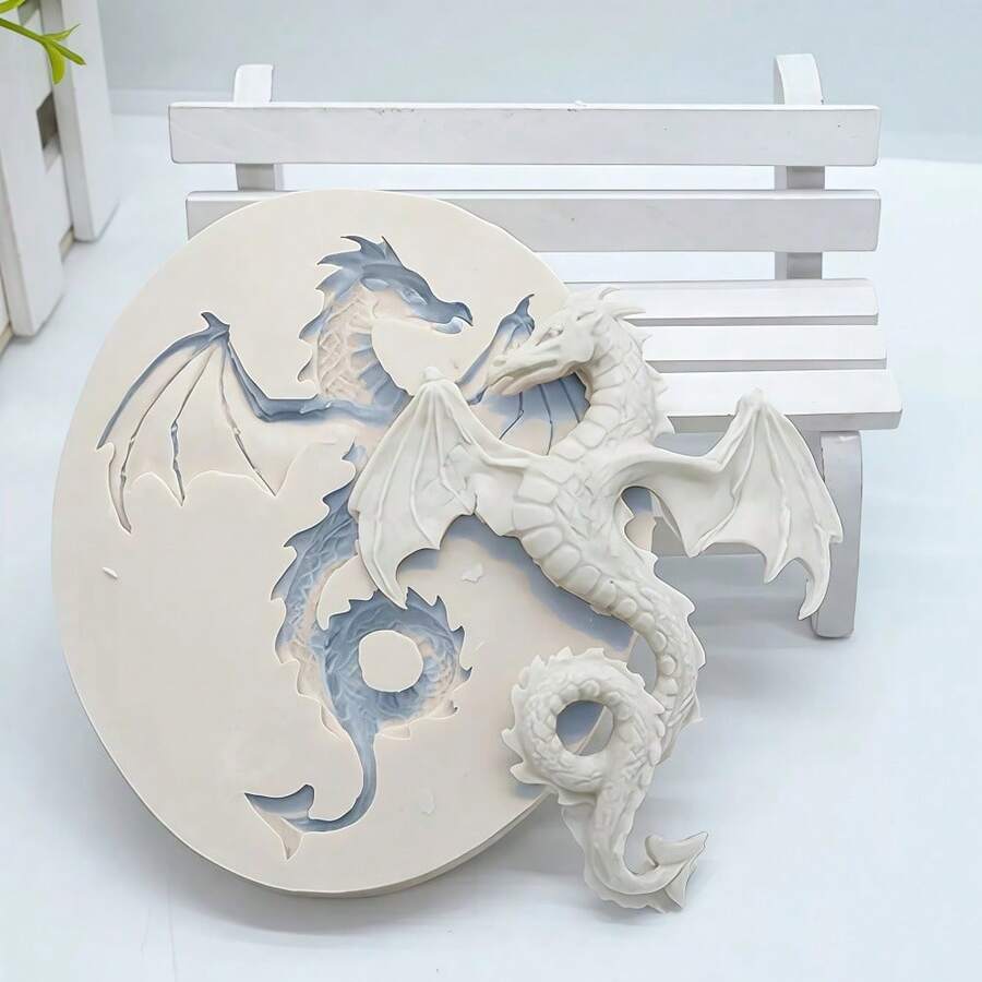 3D龙形硅胶树脂模具 - 使用这款多功能、易于使用且经久耐用的动物图案模具，打造独特的DIY手工艺品、装饰礼品和聚合物粘土设计作品。 - 灰色 - 查看 1