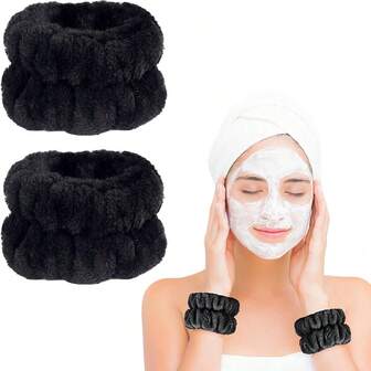 2 Pieces Set Of Face Washing Wristbands, Ultra-Fine Fiber Face Washing Wristbands, Arm And Wrist Towels, Spa Face Washing Wristbands, Women's Elastic Absorbent Washing Belt