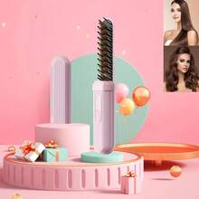 无线便携式直发梳，USB充电，离子陶瓷直发卷发两用梳