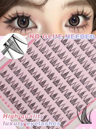 100 piezas Adorable colección de pestañas manga autoadhesivas - Diseño de dibujos animados sin pegamento con efecto encantador de agrandamiento de ojos, ligero y fácil para principiantes para un estilo kawaii diario, cosplay y eventos de anime