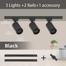 6件套轨道灯套装，黑/白嵌入式筒灯，GU10灯座，可更换GU10灯泡，冷白光/中性白光/暖白光，LED吸顶灯，吸顶射灯，吸顶轨道射灯，专业商业照明灯具，包含轨道和配件，适用于卧室、客厅、厨房、展厅、商场、酒店等场所。 - GU10軌道燈套裝 - 查看 17