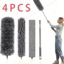 1pc/Set, Microfiber Dusters With Extension Pole, Retractable Dust Removal Brush, Bendable Head Microfiber Dusting Brush, Reusable Washable Ceiling Fan Duster For High Ceilings, Furniture, Car, Cleaning Supplies, Cleaning Tools