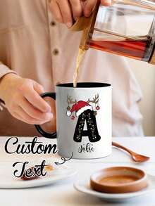 1 szt. spersonalizowany kubek świąteczny, jeden kubek do kawy, z możliwością personalizacji tekstem, imieniem/logo, spersonalizowanym kubkiem z napisem świątecznym lub spersonalizowanym kubkiem do kawy. Wysoce dekoracyjny i łatwy w czyszczeniu, ten uroczy, wygodny, stylowy, miękki, uroczy, wysokiej jakości, nowoczesny, kolorowy i personalizowany kubek sprawdzi się jako prezent świąteczny lub modny dodatek.