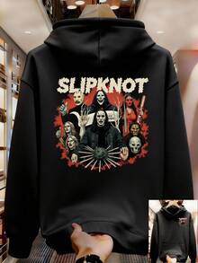 Sudadera con Capucha Casual para Hombre con Estampado de Letras - Cálido Pullover con Cordón, Elección Perfecta para Otoño e Invierno HRGN - Negro - Ver 1