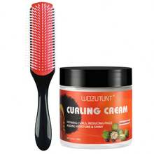Black Castor Oil Curl Cream, Infused With Shea Butter - Long-Lasting Smooth Styling, Effectively Reduces Frizz, Nourishes And Glosses Hair, Perfect For Dry Curly Hair, Enhances Softness, Creates Bouncy Curls, Non-Greasy Formula, Professional Curling Styling Product, Comes With 9-Row Comb Set, Suitable For Curly, Wavy, Spiral Hair. - Coral Orange - View 12