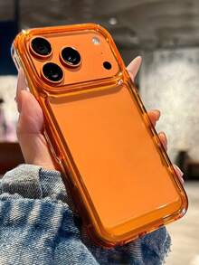 Luxury Transparent Shockproof Armor Orange Phone Case Compatible With IPhone 17 Pro Max 17 Pro 17 Air 17 Clear Bumper Acrylic Cover