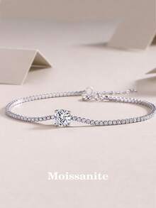 1 chiếc vòng tay Moissanite 6,5mm 1 carat bạc Sterling 925 thời trang sang trọng, thích hợp làm trang phục hàng ngày cho phụ nữ, tiệc tùng, ngày lễ, ngày lễ tình nhân, ngày của mẹ, lễ Phục sinh, kỷ niệm ngày cưới, quà tặng trang sức cho phụ nữ - SL0082M - Xem 5