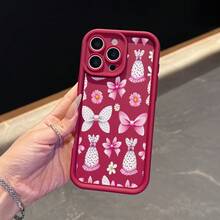 La carcasa del teléfono anti - caída simple y de moda está hecha de material tpu con un patrón de lazo para iPhone 17, 16, 15, 14, 13, 12, 11 Pro / air / xR / XS y samsungs25 / S24 / S23 / S22 / Fe / plus, que ofrece protección de amortiguación. Regalos para amigos y San valentín. - Blanco - Ver 7