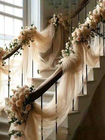 1pc Romantic Chiffon Gauze Veil Arch Curtain For Outdoor Wedding, Wedding Ceremony, Bridal Shower And Party Decoration Best Gifts,Wedding Decor,Home Decor ,Room Decor Party Favors Bride Birthday Graduation Birthday Decorations Party Decorations Bachelorette