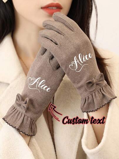 1 Pair Winter Warm Gloves, Bowknot Design, Suitable For Women & Men, Windproof & Insulated, Fit For Cycling, Driving, Party, Work, School, Home, Running, Hiking, Outdoor Sports, Christmas Gift, Comfortable Fabric, Non-Slip, Touchscreen Capable
