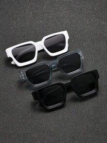 3pcs Retro Square Plastic Sunglasses, Classic Fashion Design For Outdoor, Travel, Beach, UV Protection - 3-piece Set B - View 5