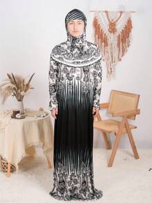 1pc Women's Loose Comfortable Printed Veil/Headscarf, Prayer Clothing, Suitable For Daily And Festival Wear - A - View 12