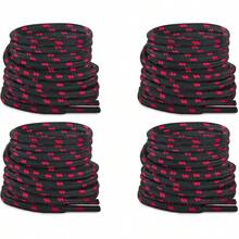 Estilo2 pares de cordones redondos para botas , 7/32 pulgadas (5 mm) resistentes cordones de repuesto para botas de senderismo al aire última intervensiónVersión mejorada - Negro-rojo - Ver 8
