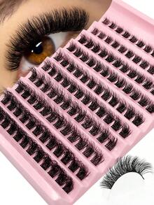 Asiteo 120pcs D-Curl Fluffy Cluster False Eyelashes 8-16mm Thin Individual Lashes, Natural Look, Fluffy Cluster Lashes For DIY Eyelash Extension, Suitable For Holidays, Halloween, Cosplay - D - 查看 1