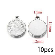 1/10pcs Stainless Steel Charm Set - 18K Golden Plated, Includes House, Tree Of Life, Butterfly, Sun, Bag, Crown, Flower & Shoe Pendants For DIY Jewelry Making - Multicolor - View 36