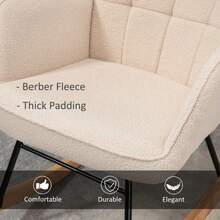 Nursery Glider Rocker | Berber Fleece Rocking Chair Beige | Wingback Nursing Chair | Baby Room Rocker - Default - View 5