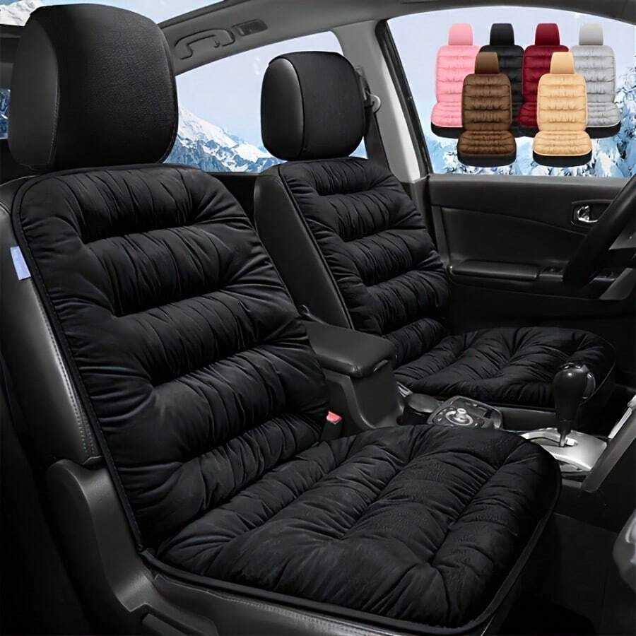 1pc Car Seat Cushion Winter Thicken Plush Backrest Pad, Automotive Accessories, No Strap Needed - 均碼 - 查看 1