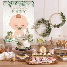 Baby Shower Games Pin The Pacifier  Shower Game  Shower Party Decorations Include Large Poster 24 Pacifier Stickers Blindfold Game Set For Birthday Party Decor Supplies GreenFair - 綠色 - 查看 2