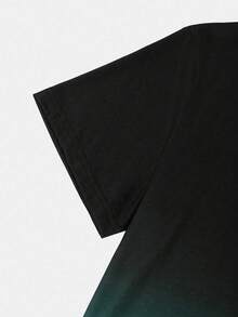 Plus Size Men's Gradient Lightning Print Fashionable Short Sleeve Crew Neck T-Shirt - Green - View 4