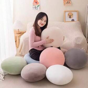 1PC Pillow Solid Color Round Pillow Furniture Sofa Decoration Round Decorative Pillow