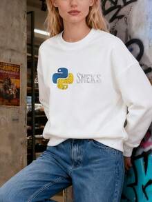 Python Programming Funny Programmer Python Logo Sneks Gift Long Sleeve - White - View 2