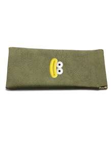 1pc Soft Faux Leather Glasses Case With Cartoon Sausage Mouths Stickers- Portable & Protective Pouch For Eyeglasses, Business Leather Glasses Case, Travel Leather Glasses Case, Cute Glasses Case, Vintage Leather Glasses Case, Glasses | Sleek Solid Color Design | Ideal For Storage & Accessories