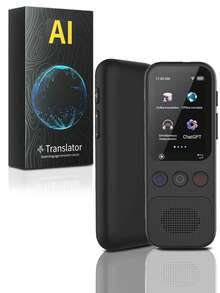 138种语言即时离线语言翻译器，便携式双向实时语言翻译器，适用于旅行、商务和学习 - 黑色 - 查看 9