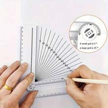 0.01 Accuracy ABS Material Multifunctional Folding Geometric Drawing Ruler - Mathematical Line Circular Geometry Template With Angle Measurement For School Office Drafting - trắng - Xem 5