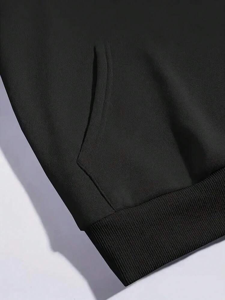 Sudadera con Capucha para Hombre de Peso Pesado - Jersey Holgado con Bolsillo Canguro y Diseño de Capucha con Cordón, Lavable a Máquina para Uso Casual de Invierno (Negro) - Adecuada para Clima Frío, Actividades al Aire Libre, Estampado Impresionante, Tejido Duradero, Estilo Urbano de Calle - Negro - Añade 3