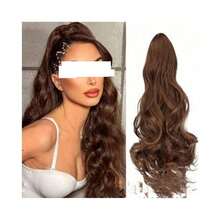 Hair Clip Style Wavy Ponytail Curly Hair Long Curly Hair Fluffy Solid Color High Temperature Silk - Gold - View 2