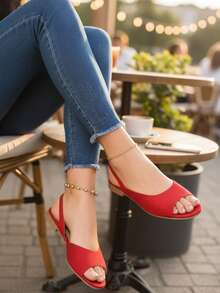 Sandalia Slide Samar Casual para vacaciones - Rojo - Ver 2