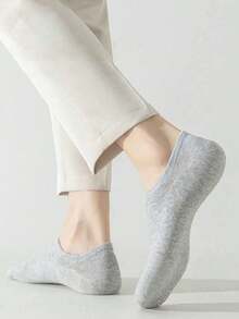 5/10 Pairs Men's Summer Invisible Socks Silicone Non-Slip No-Show Boat Socks Casual Breathable Solid Thin Low Cut Socks (Without Cardboard)