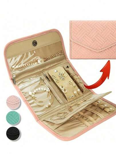 Collapsible Jewelry Organizer,Travel Jewelry Storage Box Practical Travel Jewelry Organizer, Foldable Jewelry Roll, Suitable For Travel Rings, Necklaces, Earrings Jewelry Roll Bag, Cosmetic Bag, Waterproof Travel Jewelry Pouch, Portable Jewelry Organizer, Essential Travel Accessories Back To School