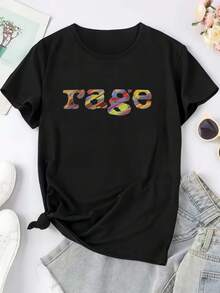 Spring Tops Women Y2K Retro 90s 80s Inspired Loose T-Shirt With Y2K Logo Print (Brown And Colorful) - Casual Short Sleeve Round Neck Top S-XXL, 90s Nostalgic Letter Print, Suitable For 90s Themed Outfits Loose And Comfortable Tops - 咖啡色 - 查看 11
