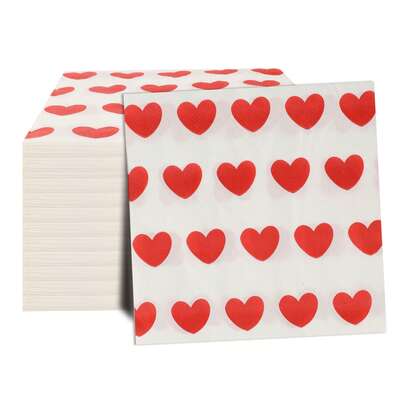 20张/40张/60张/套 柔软方形心形餐巾，双层，展开尺寸33厘米*33厘米，适用于：婚礼、下午茶、生日派对装饰、派对装饰、派对用品、节日装饰、节日用品